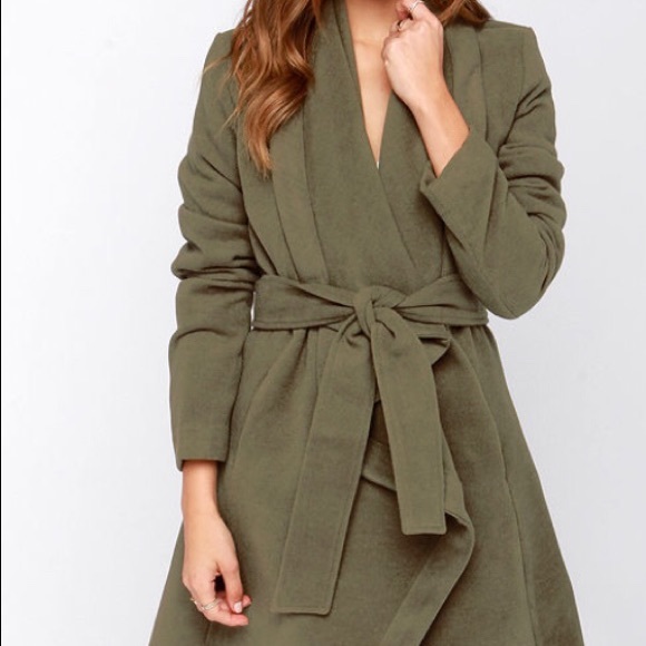 Forest Dweller Olive Green Drape Coat from Lulu’s - Picture 3 of 5